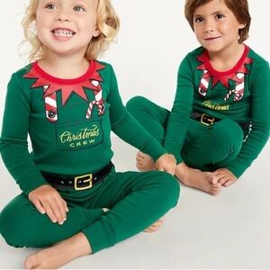 Old Navy Unisex Snug-Fit Elf Christmas Crew Holiday Pajama Set for Baby